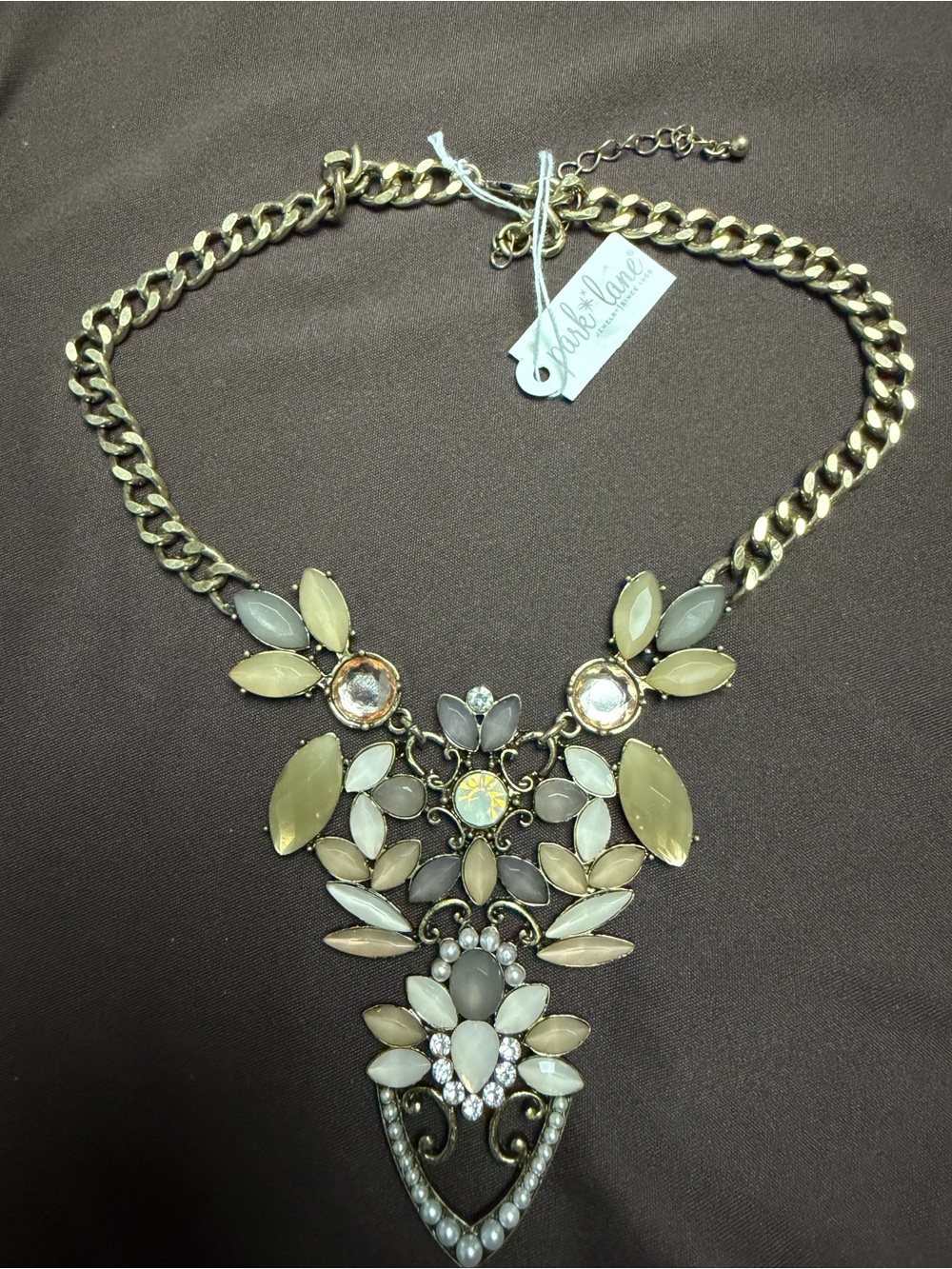 Park Lane Neutral Crystal Statement Necklace NWT Retired